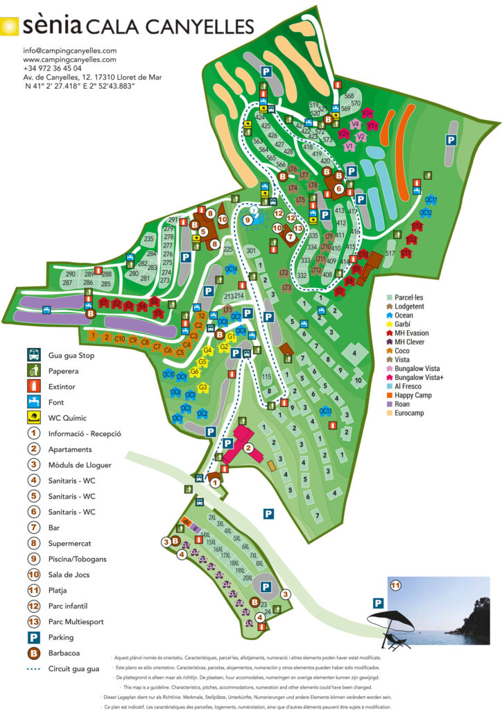 Plattegrond en kaart Camping Cala Canyelles