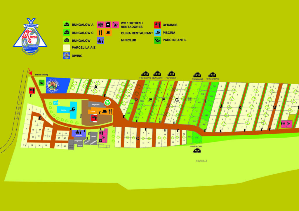Plattegrond en kaart Camping La Sirena