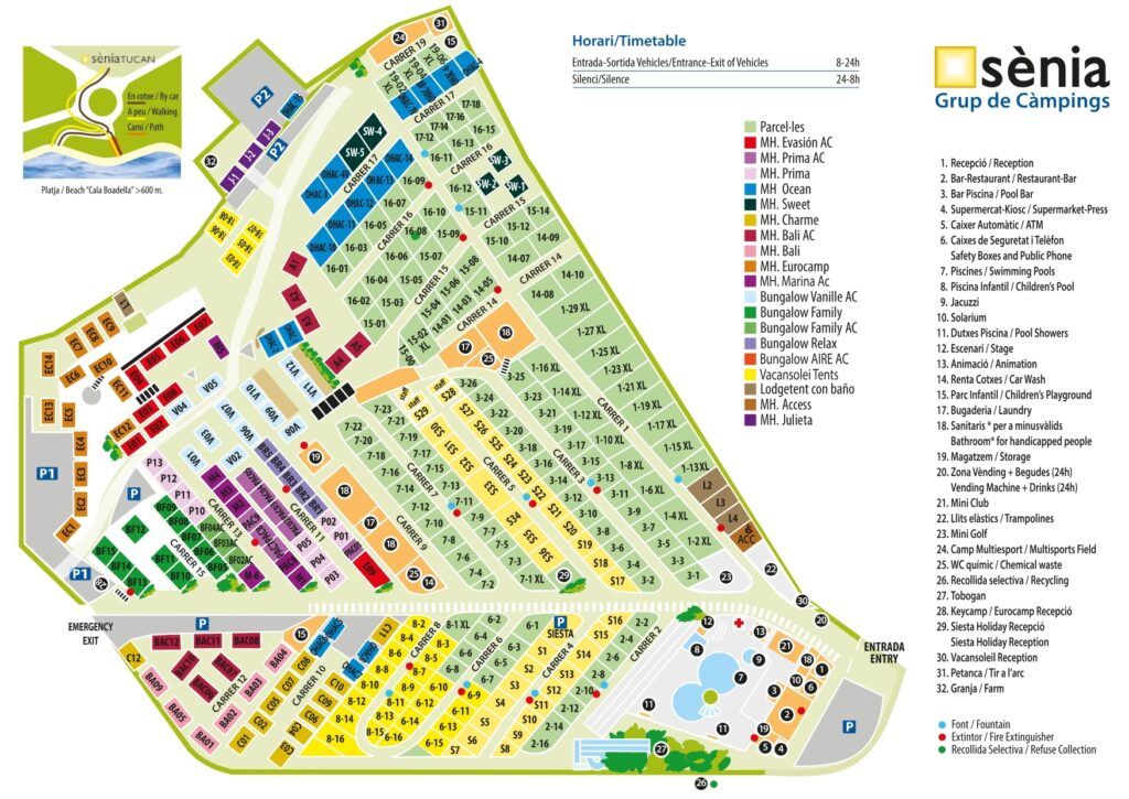 Plattegrond en kaart Camping Tucan